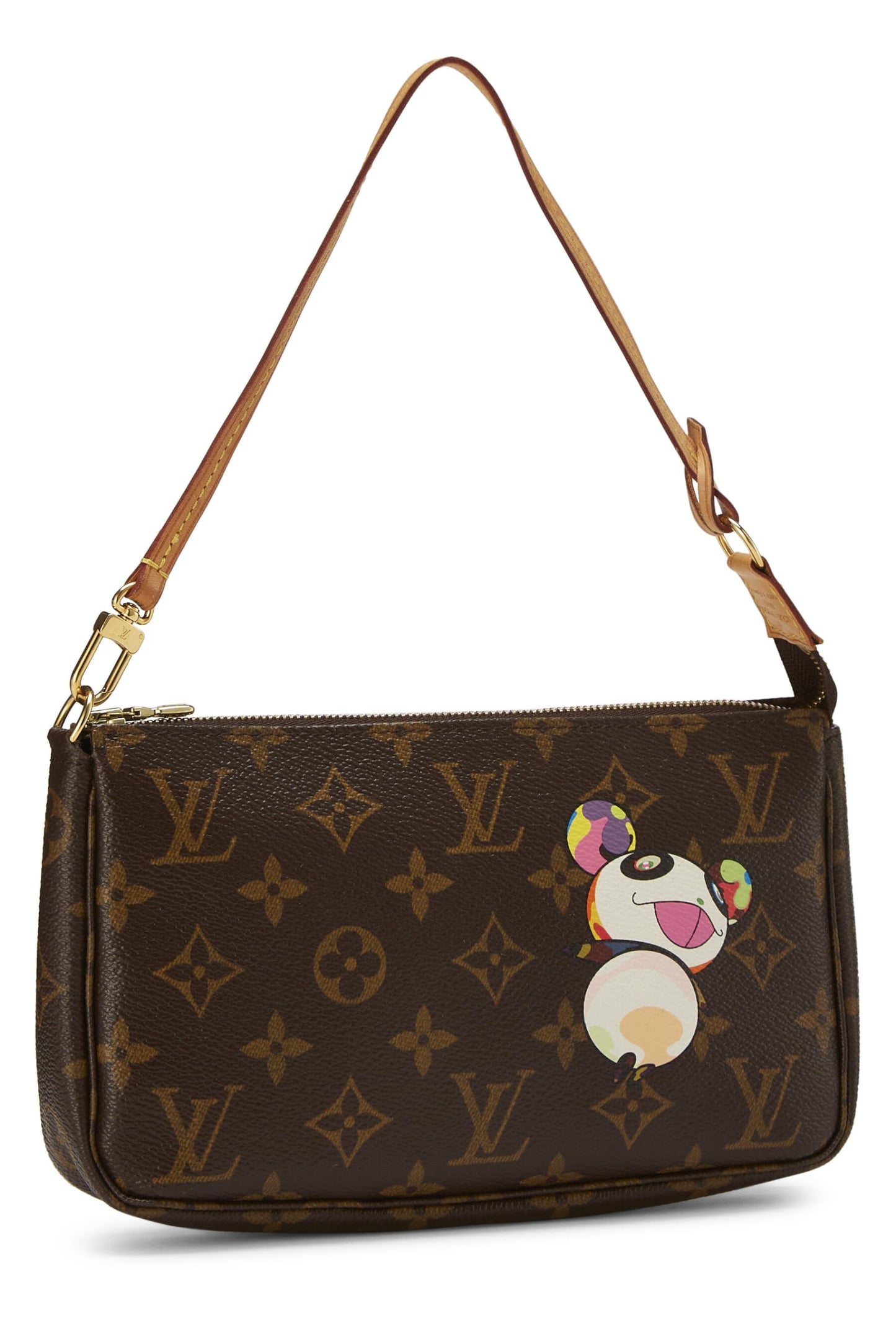 Louis Vuitton, Pre-Loved Takashi Murakami x Louis Vuitton Monogram Canvas Panda Pochette Accessoires, Brown