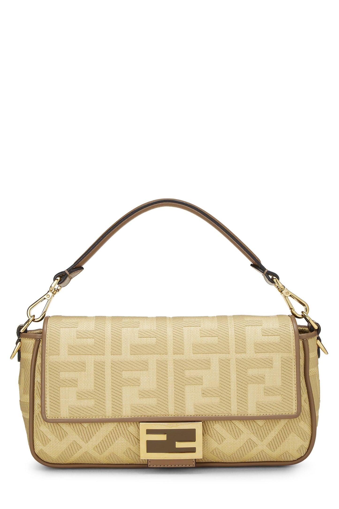 Fendi, Baguette convertible mediano de lona amarilla Pre-Loved, Amarillo