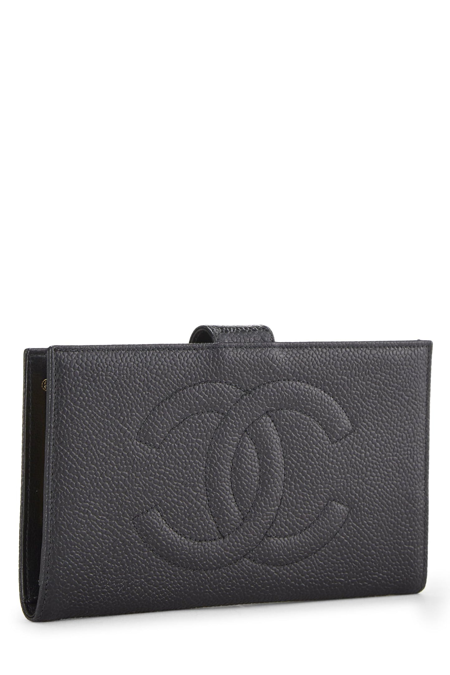 Chanel, portefeuille long Timeless 'CC' Black Caviar d'occasion, noir