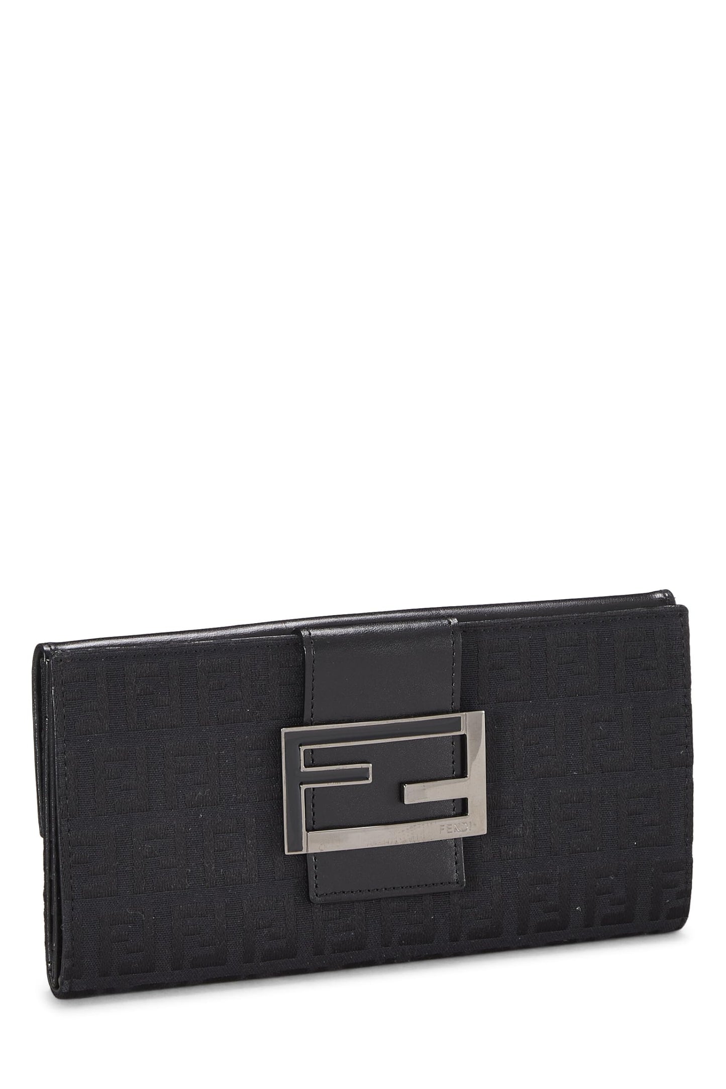 Fendi, portefeuille long en toile Zucchino noire d'occasion, noir