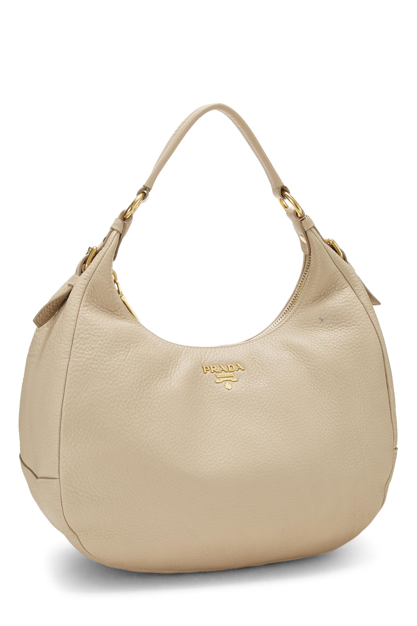 Prada, Pre-Loved Beige Vitello Daino Hobo Medium, Beige