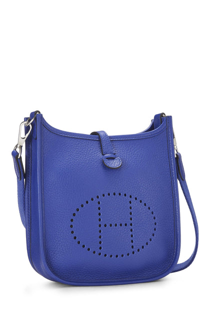 Hermès, Pre-Loved Blue Royal Clemence Evelyne Amazone TPM, Blue Electric