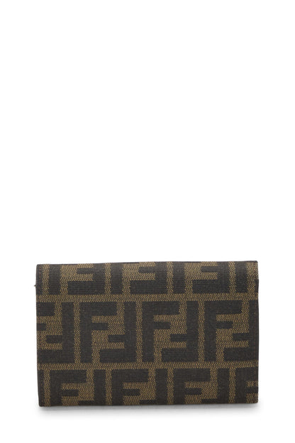 Fendi, portefeuille compact en toile marron Zucca d'occasion, marron