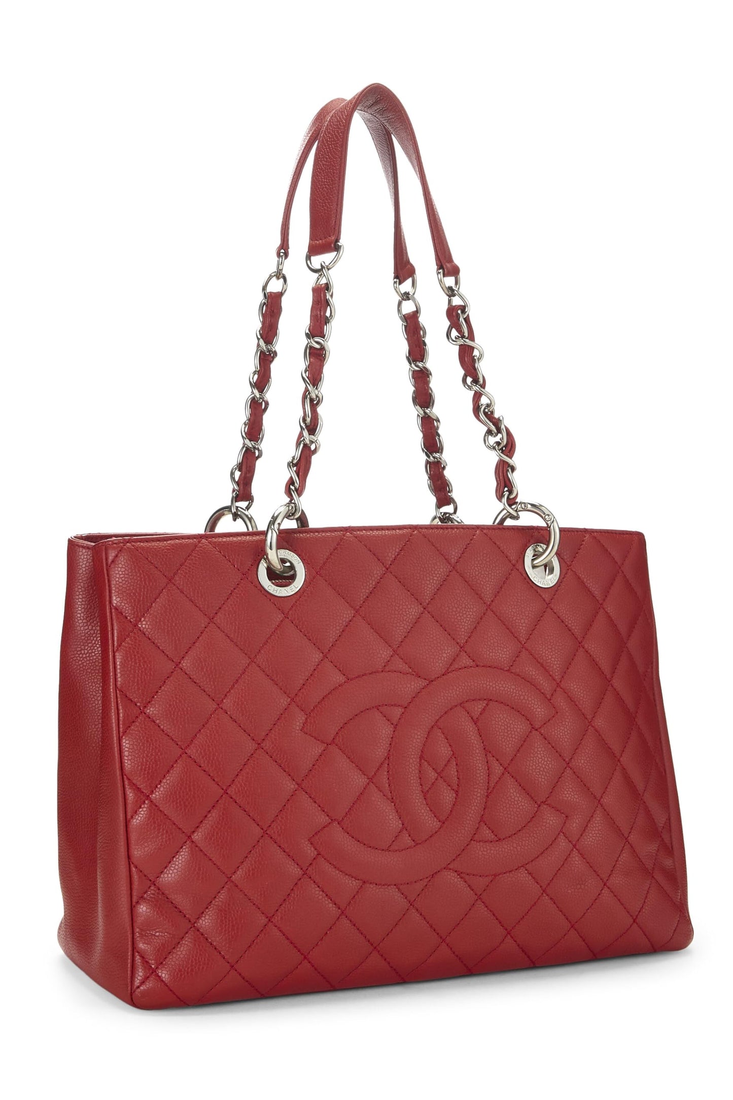 Chanel, Pre-Loved Red Caviar Grand Shopping Tote (GST), Red