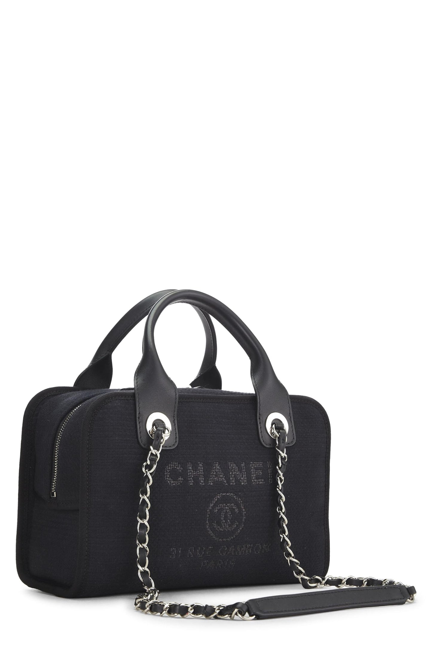 Chanel, Bombín Deauville de lona negra Pre-Loved, Negro