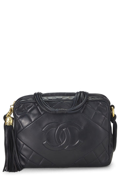 Chanel, Pre-Loved Navy Lambskin Diamond 'CC' Camera Bag Medium, Navy