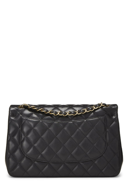 Chanel, Pre-Loved Black Quilted Lambskin New Classic Double Flap Jumbo, Black