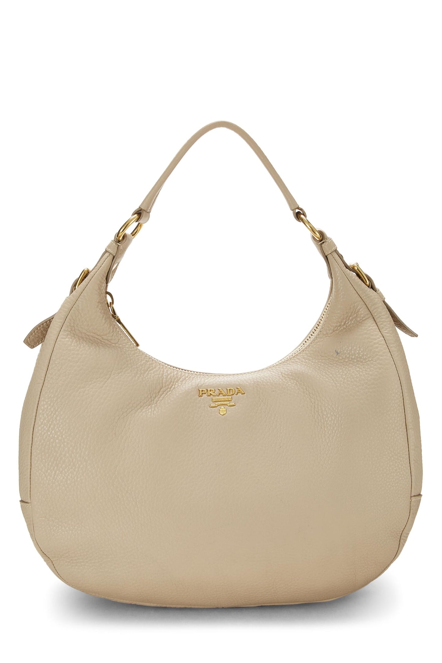 Prada, Pre-Loved Beige Vitello Daino Hobo Medium, Beige