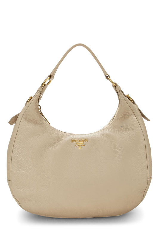 Prada, Vitello Daino Hobo Medium Beige Pré-Aimé, Beige