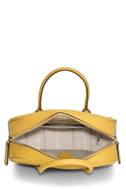 Gucci, Pre-Loved Yellow Diamante Coated Canvas Top Handle Bag, Yellow