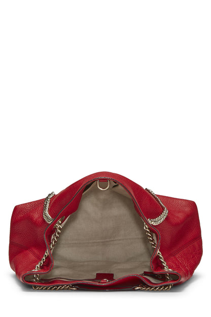 Gucci, Bolso tote Soho de cuero rojo con cadena Pre-Loved, Rojo