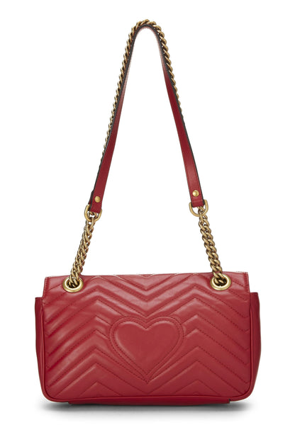 Gucci, Bolso de hombro pequeño GG Marmont de cuero rojo Pre-Loved, Rojo