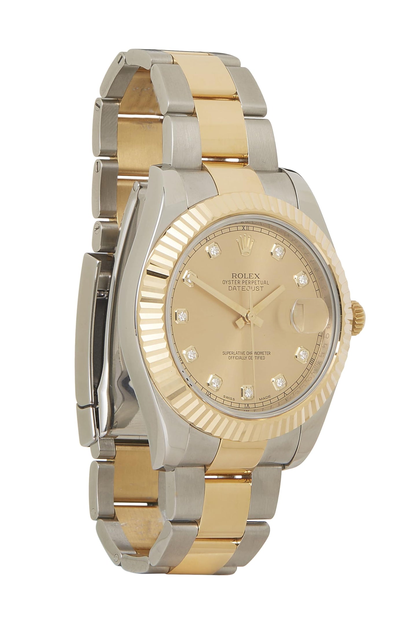 Rolex, montre d'occasion en or jaune 18 carats et diamants Jubilee Datejust 11633 41 mm, or