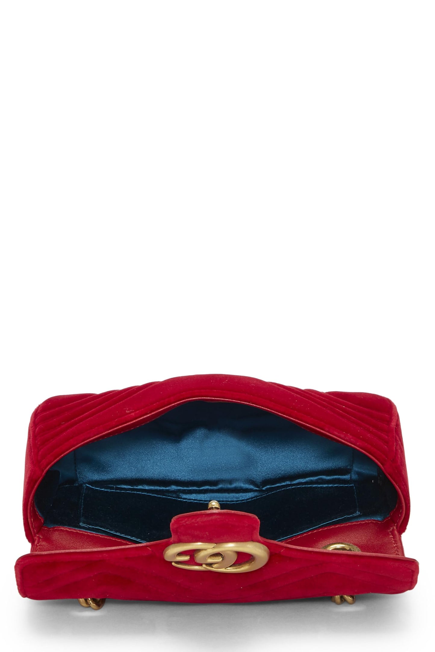 Gucci, Bolso de hombro mini GG Marmont de terciopelo rojo Pre-Loved, Rojo