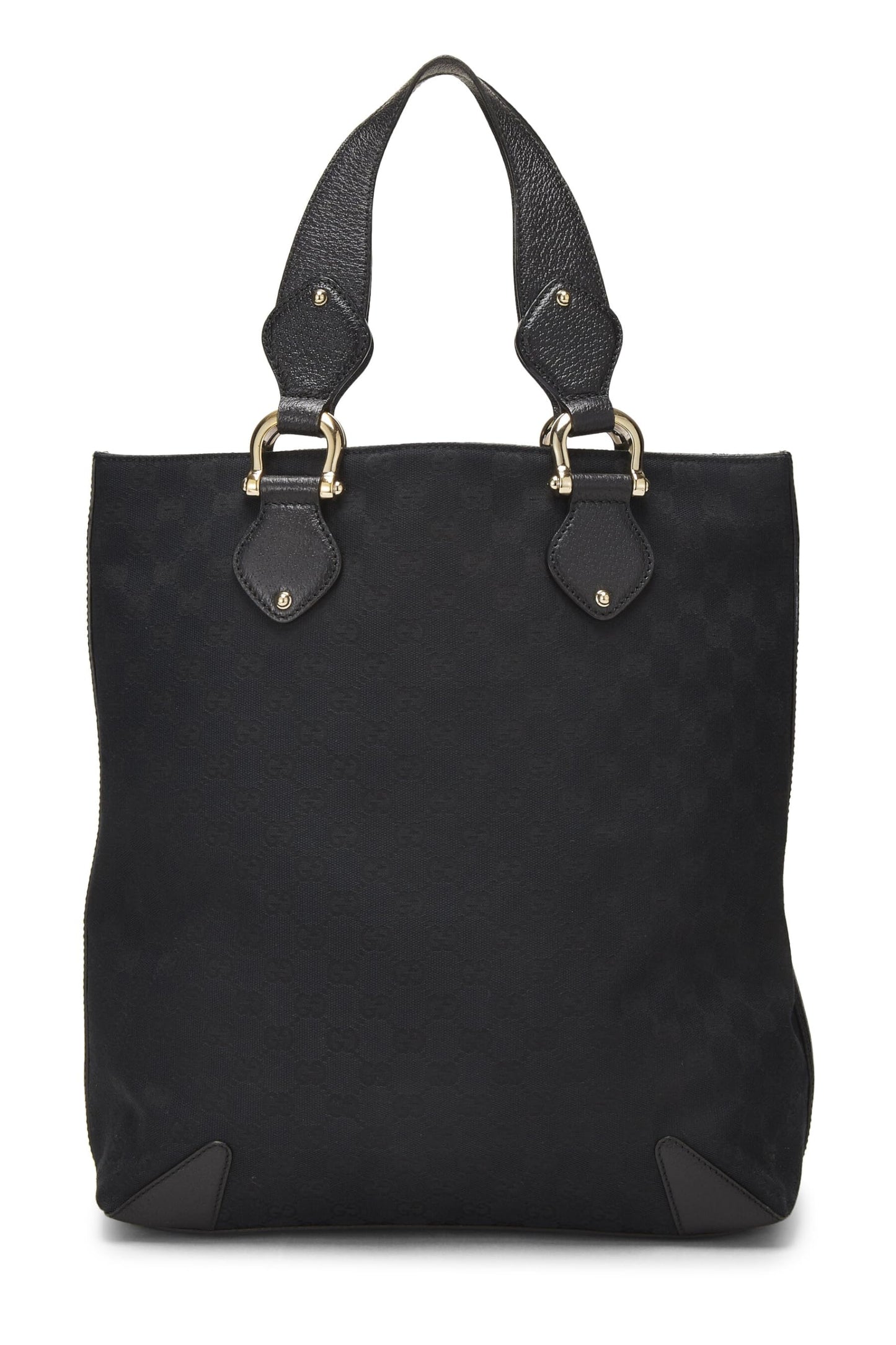 Gucci, sac fourre-tout en toile GG noir d'occasion de taille moyenne, noir