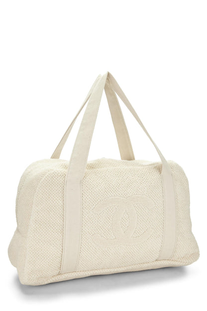 Chanel, Juego de playa 'CC' de felpa blanca Pre-Loved, Blanco