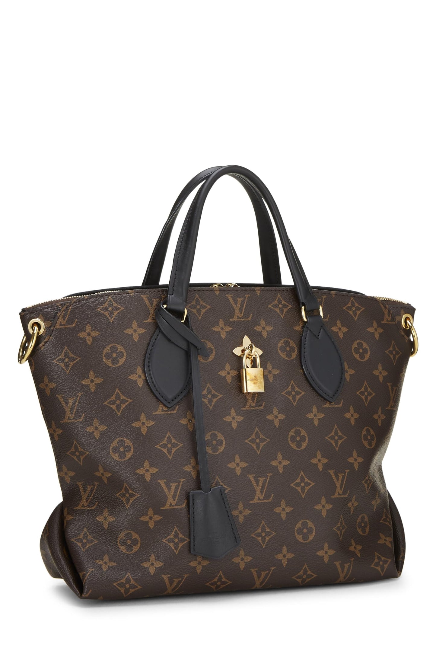 Louis Vuitton, sac fourre-tout zippé à fleurs monogrammées noires MM, d'occasion, noir