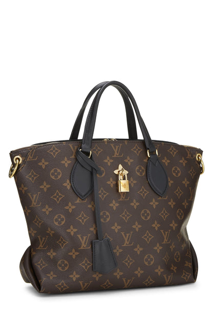 Louis Vuitton, sac fourre-tout zippé à fleurs monogrammées noires MM, d'occasion, noir