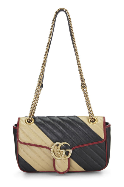 Gucci, sac à bandoulière Marmont en cuir matelassé multicolore d'occasion, multicolore