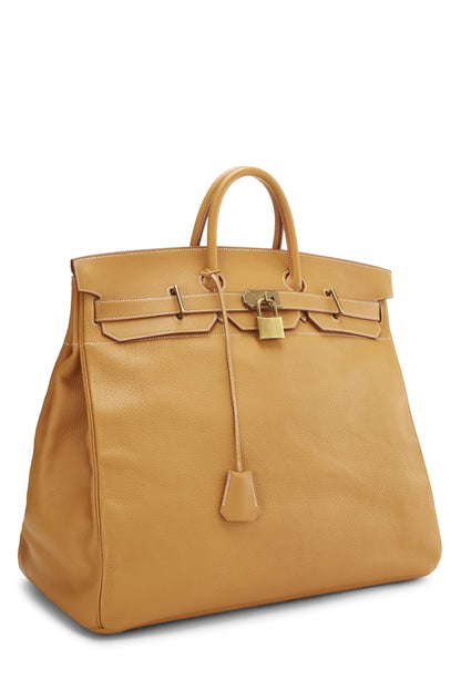 Hermès, Pre-Loved Natural Sable Fjord Haut à Courroies "HAC" Birkin 50, Natural sable