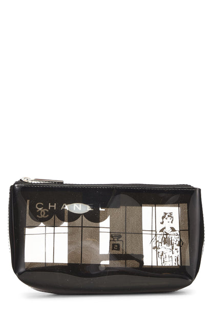 Chanel, Pre-Loved Clear & Black Vinyl Chanel Maison Pouch, Black