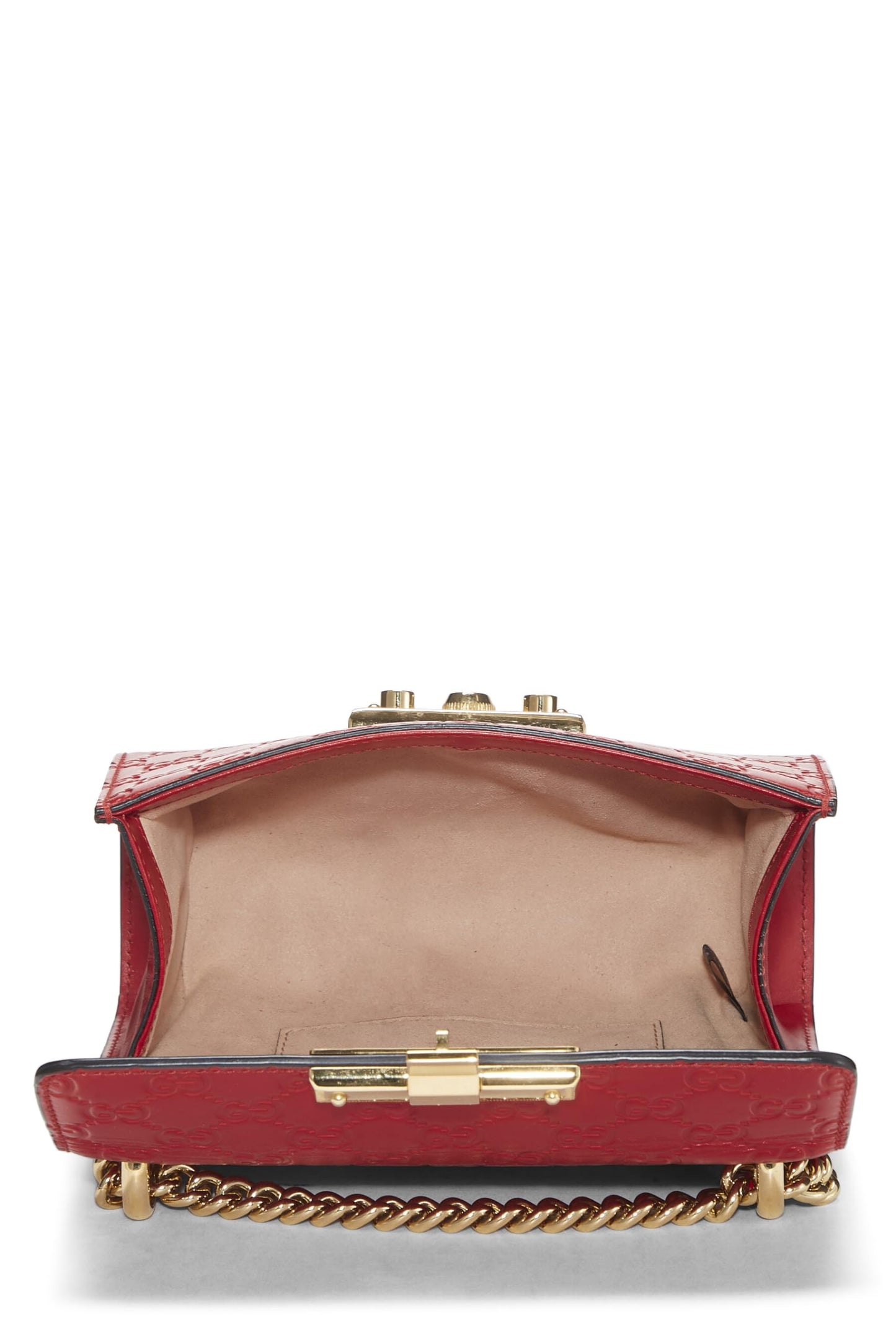 Gucci, Pre-Loved Red Guccissima Leather Padlock Bag Small, Red