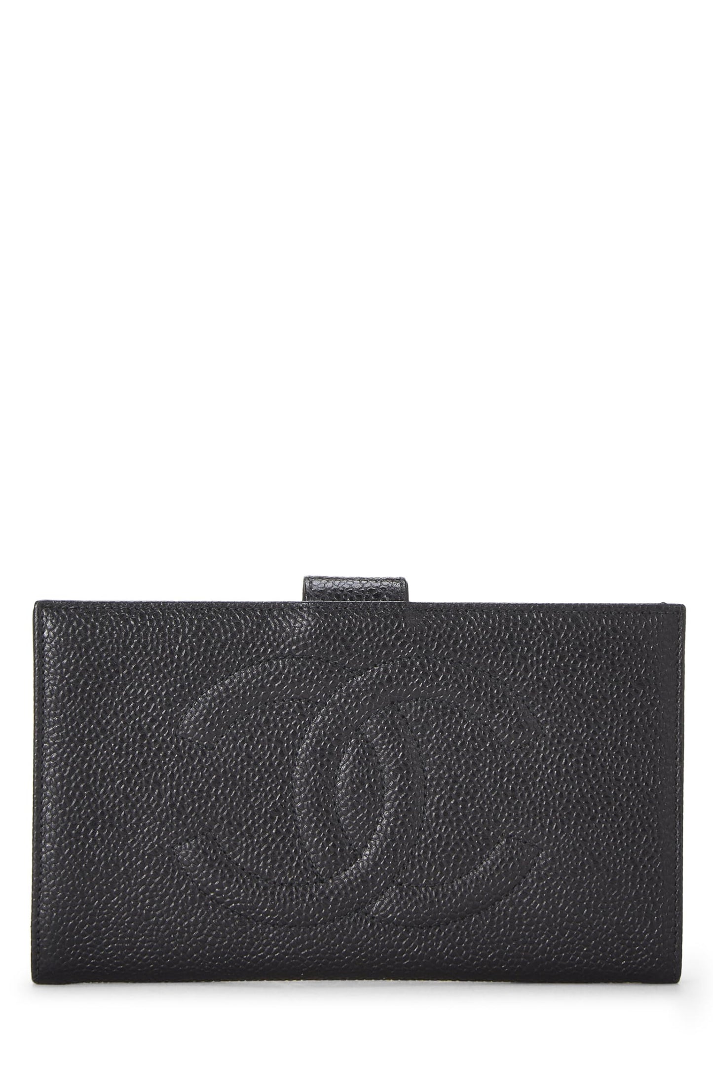 Chanel, portefeuille long Timeless 'CC' Black Caviar d'occasion, noir