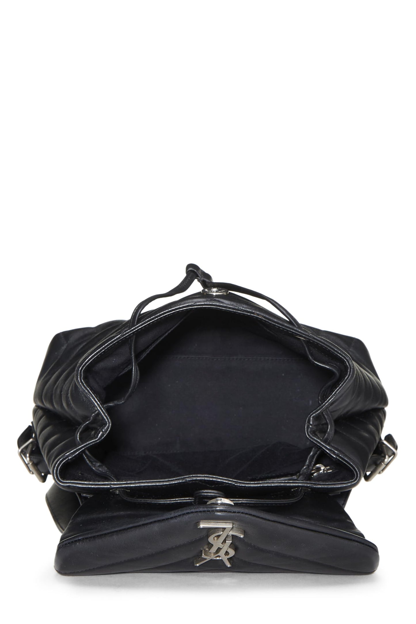 Yves Saint Laurent, Pre-Loved Black Calfskin Monogram Loulou Backpack, Black