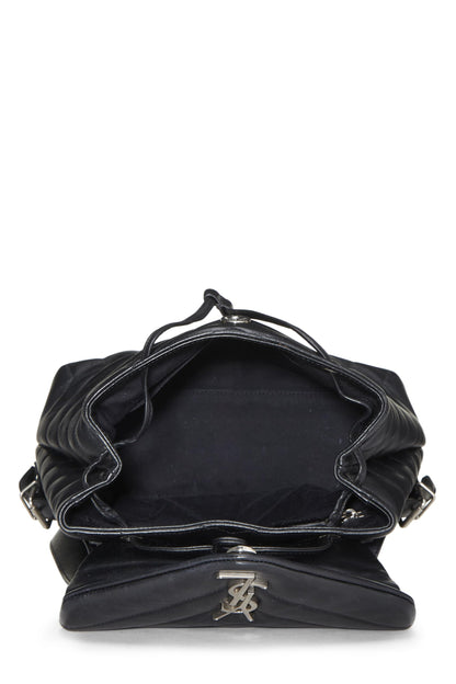 Yves Saint Laurent, Pre-Loved Black Calfskin Monogram Loulou Backpack, Black