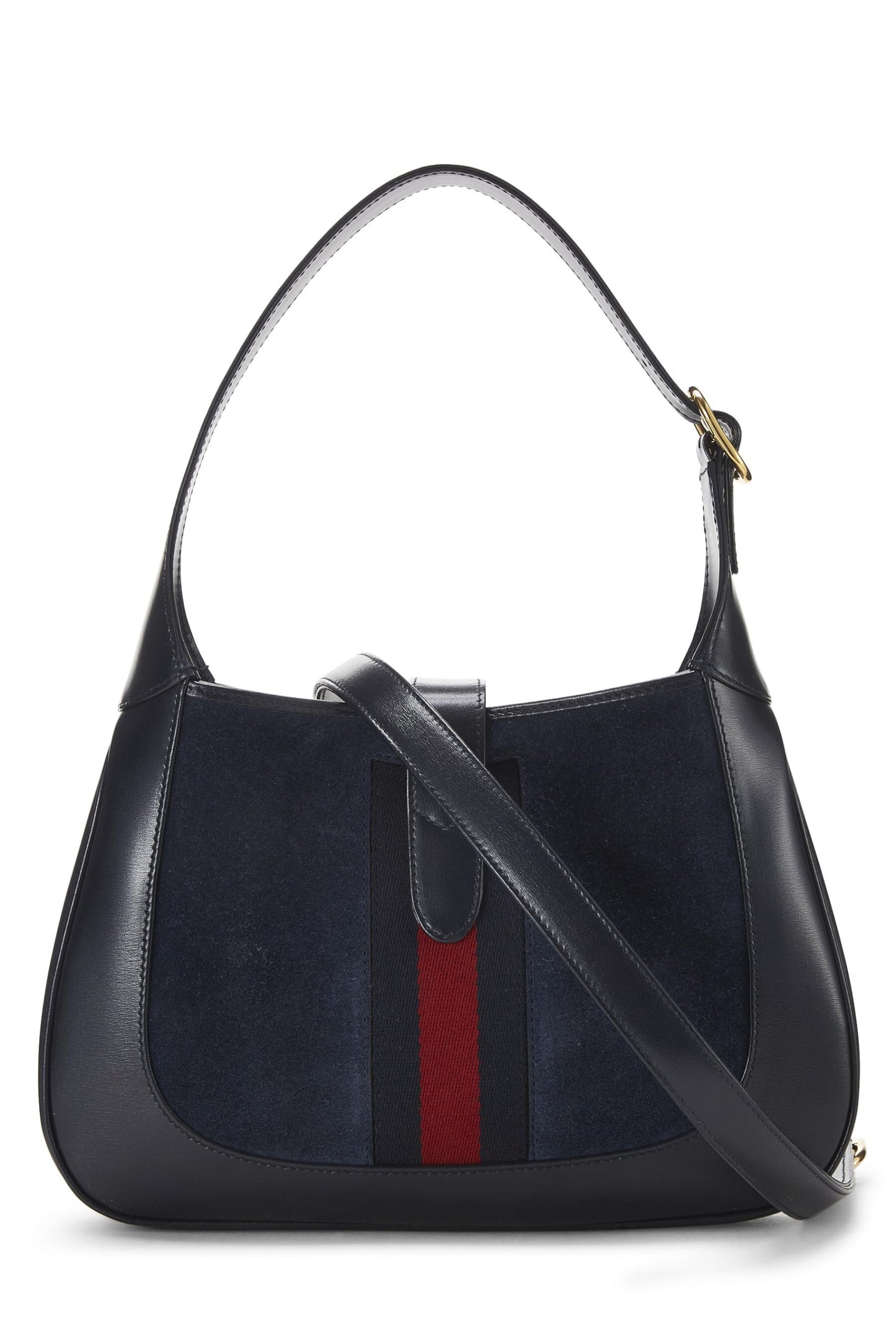 Gucci, sac à bandoulière Jackie 1961 en cuir et daim bleu marine d'occasion, petit modèle, bleu marine