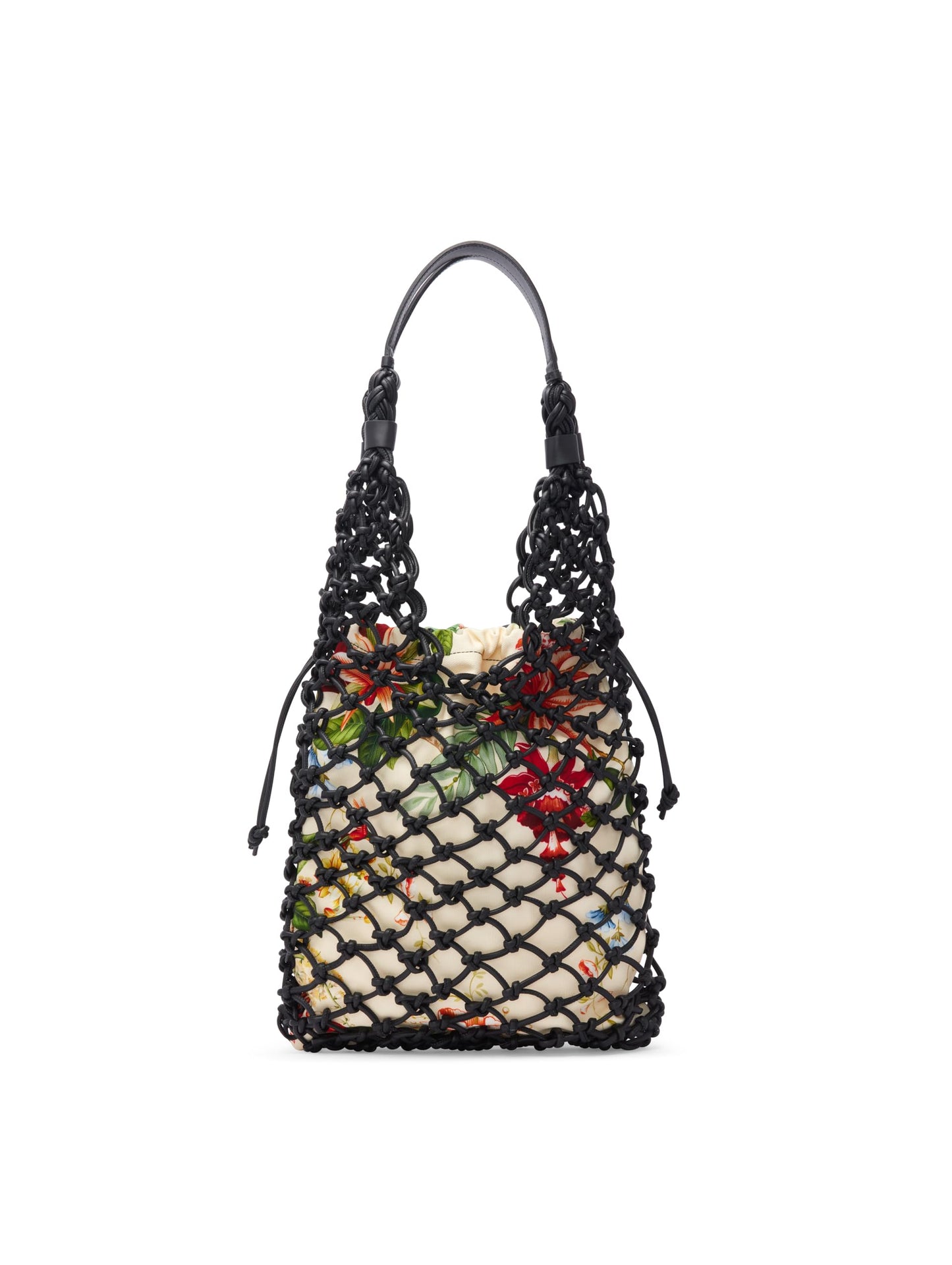 Grand sac fourre-tout en cuir noué Flora &amp; Fauna d'Oscar de la Renta, noir