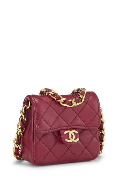 Chanel, Micro con media solapa de piel de cordero acolchada en rosa Pre-Loved, Rosa