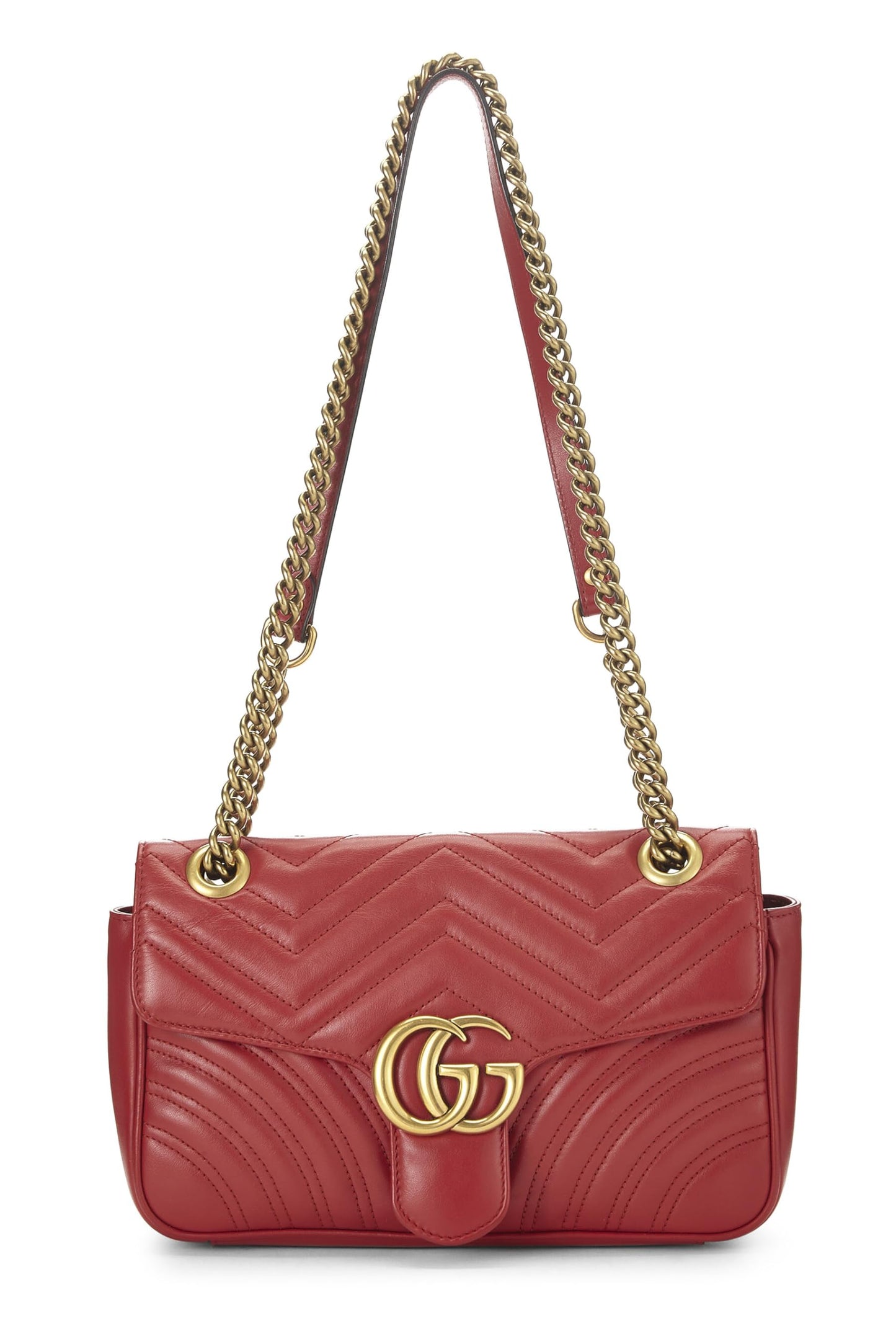 Gucci, Bolso de hombro pequeño GG Marmont de cuero rojo Pre-Loved, Rojo