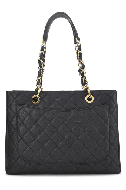 Chanel, Grand sac cabas matelassé noir Caviar d'occasion (GST), noir