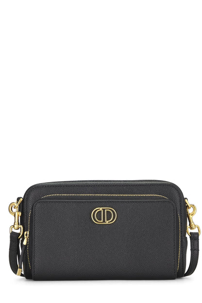 Dior, Pre-Loved Black Calfskin Caro Double Pouch Crossbody, Black