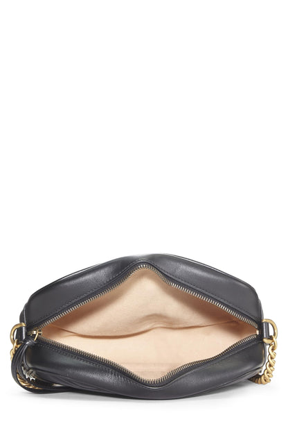 Gucci, sac à bandoulière GG Marmont en cuir noir d'occasion, petit modèle, noir