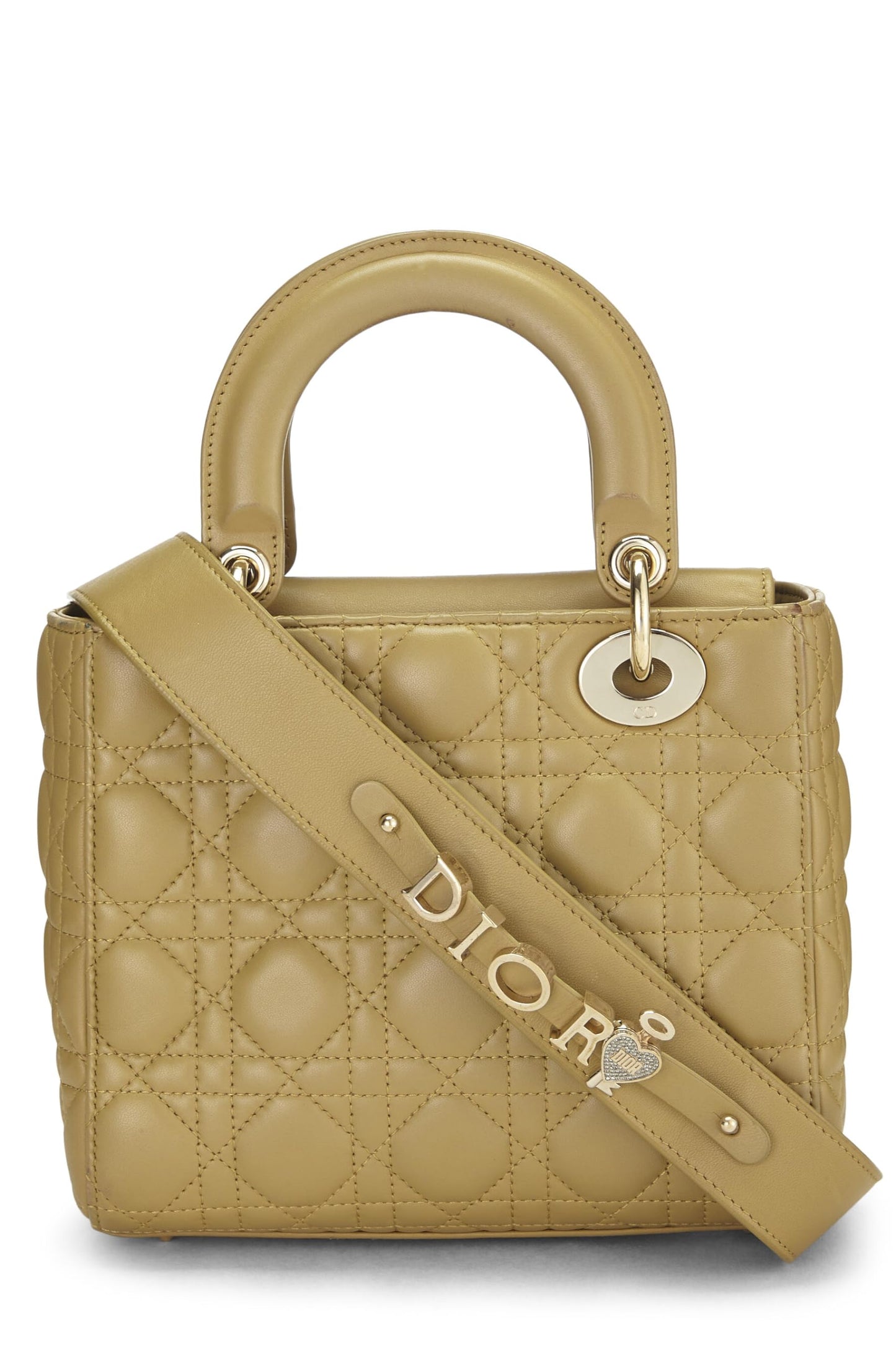 Dior, Sac Lady Dior Small en cuir d'agneau Cannage vert d'occasion My ABCDior, vert