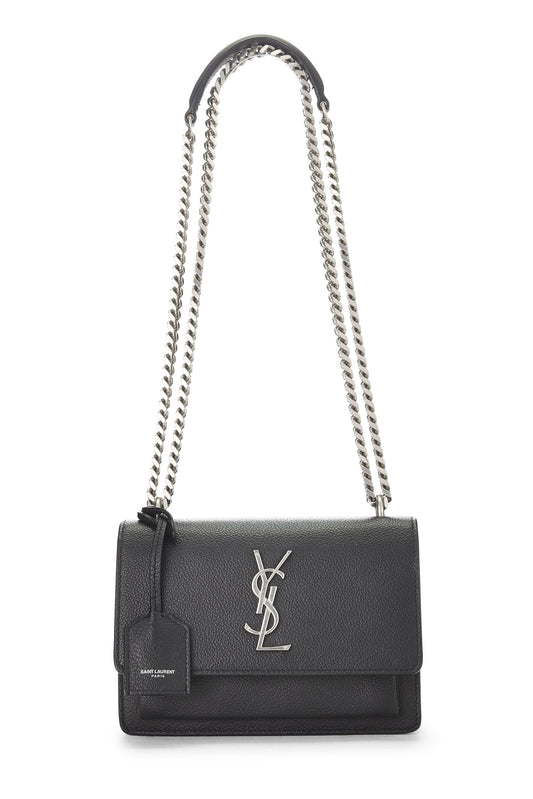 Yves Saint Laurent, Pre-Loved Black Grained Calfskin Sunset Bag Small, Black