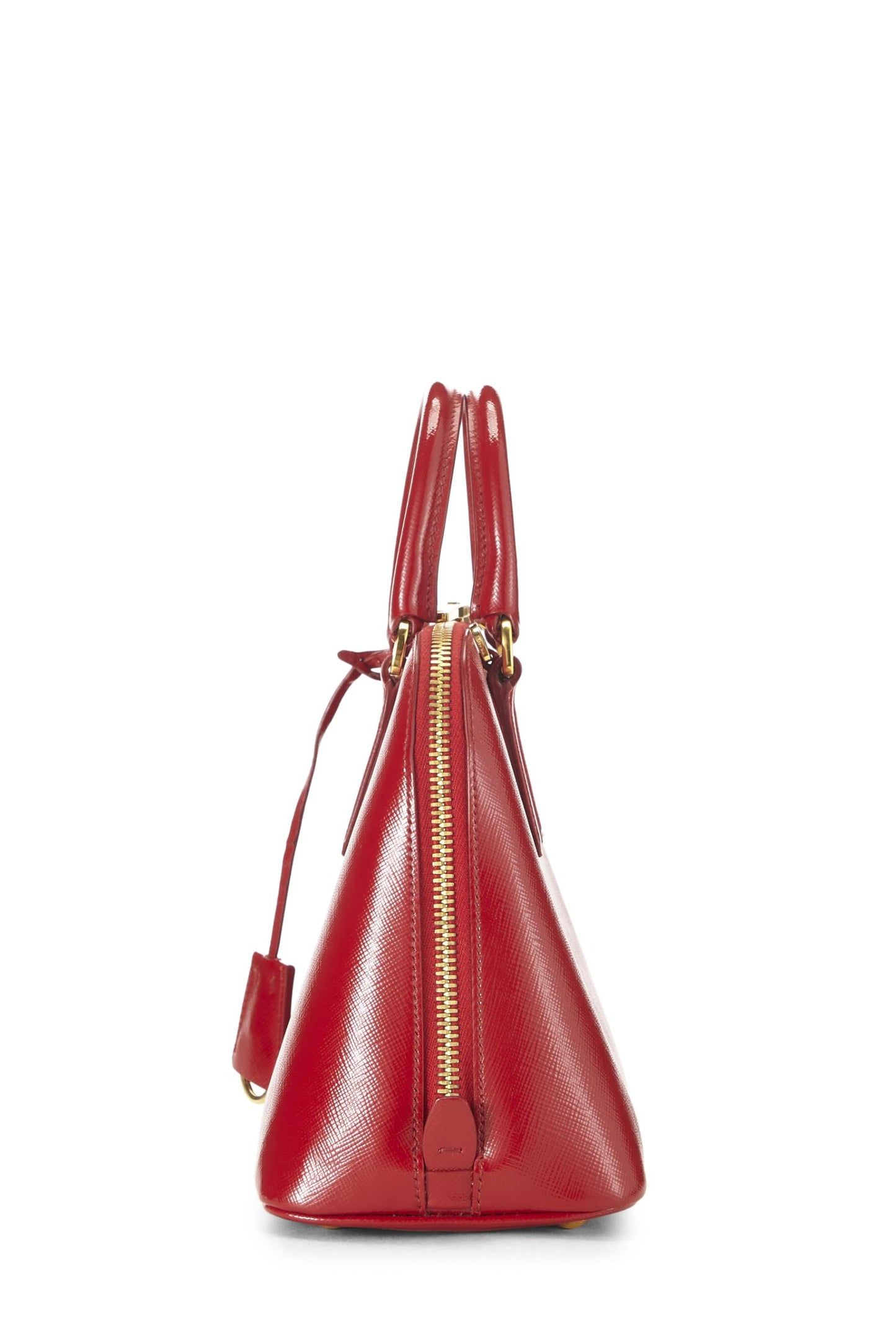 Prada, Promenade Vernice Saffiano Rouge d'occasion Small, Rouge