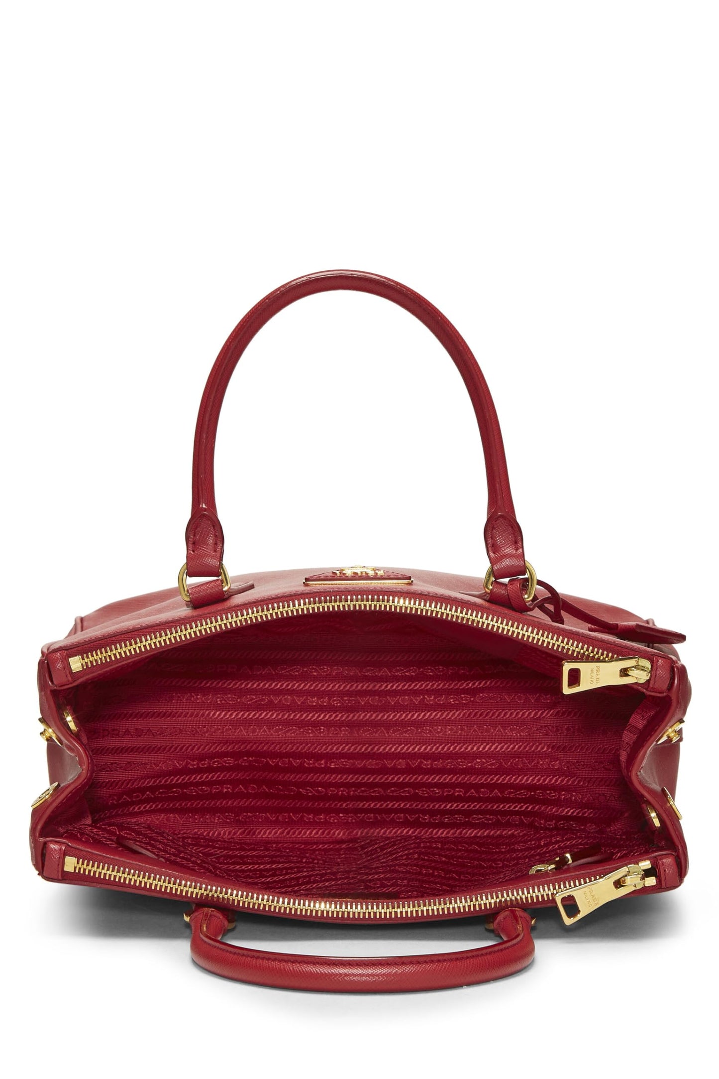 Prada, petit sac fourre-tout exécutif en saffiano rouge d'occasion, rouge