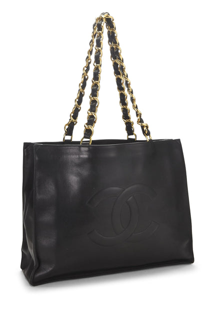 Chanel, Pre-Loved Black Lambskin Flat Chain Handle Tote Medium, Black