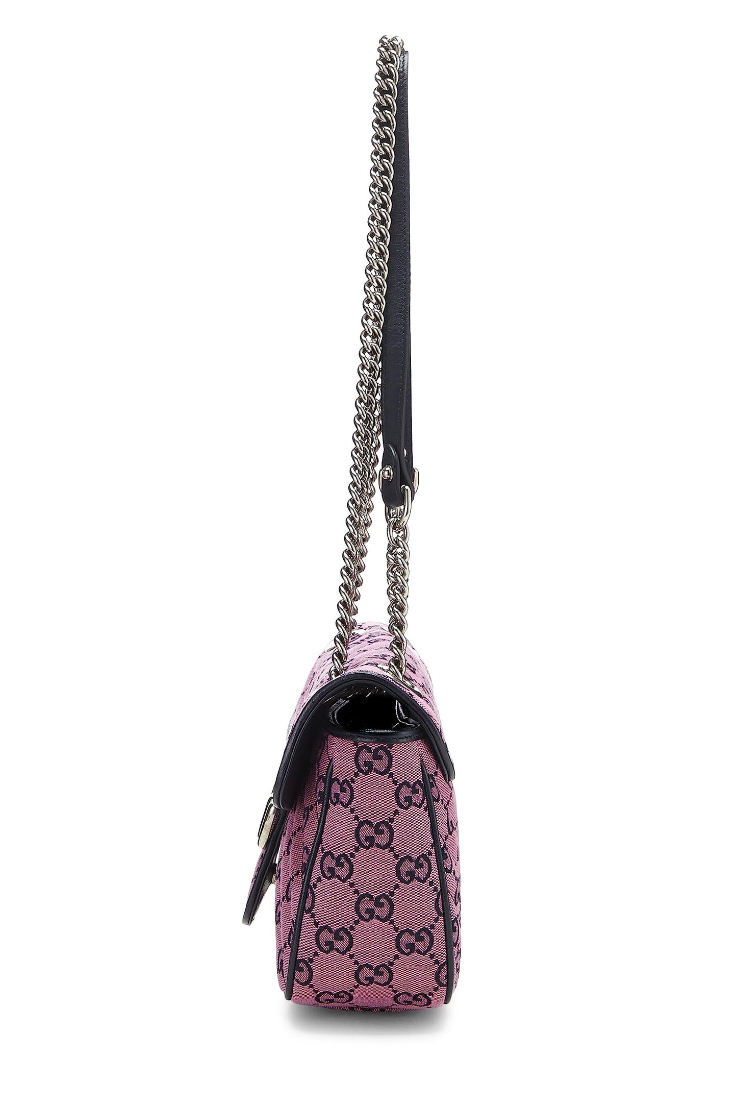 Gucci, Pre-Loved Pink Canvas GG Marmont Shoulder Bag Small, Pink