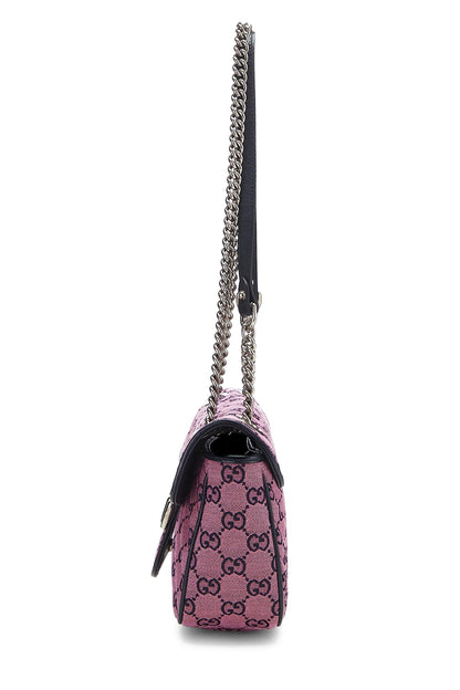 Gucci, Pre-Loved Pink Canvas GG Marmont Shoulder Bag Small, Pink