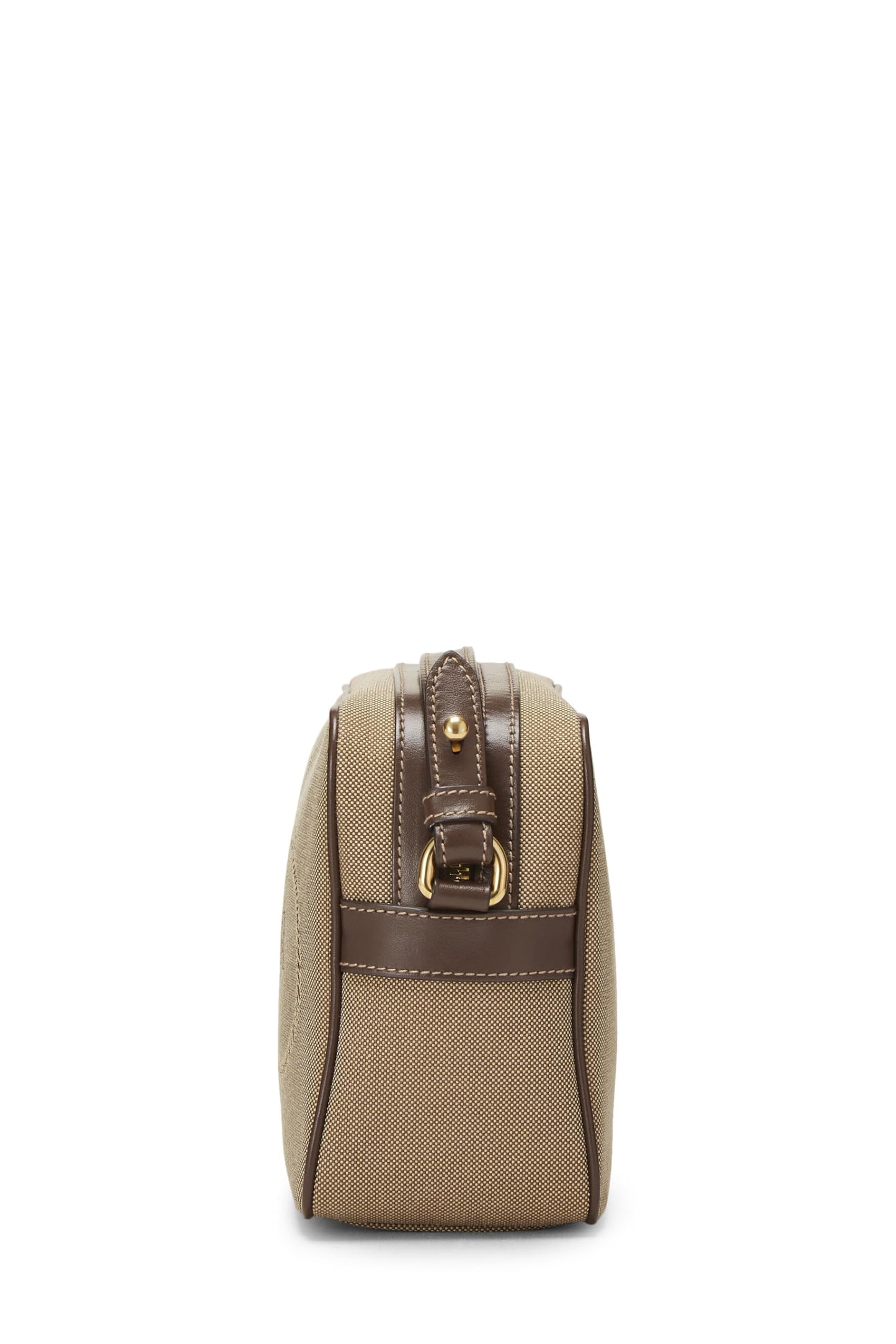 Prada, sac photo en toile beige avec logo d'occasion, marron