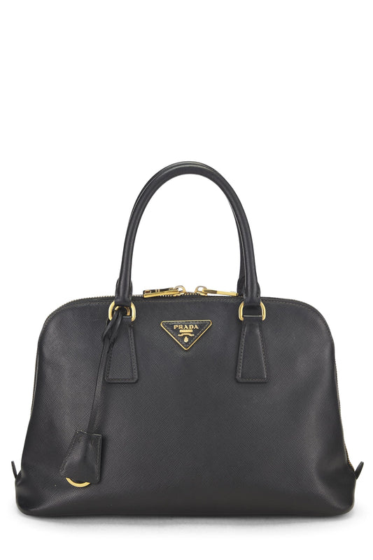 Prada, Promenade Small en cuir saffiano noir d'occasion, noir