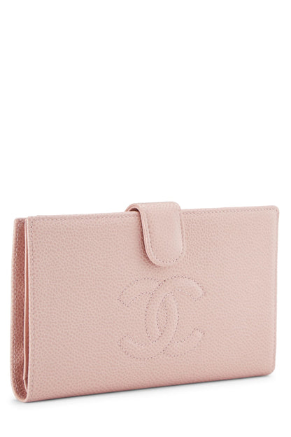 Chanel, portefeuille long Timeless 'CC' Pink Caviar d'occasion, rose