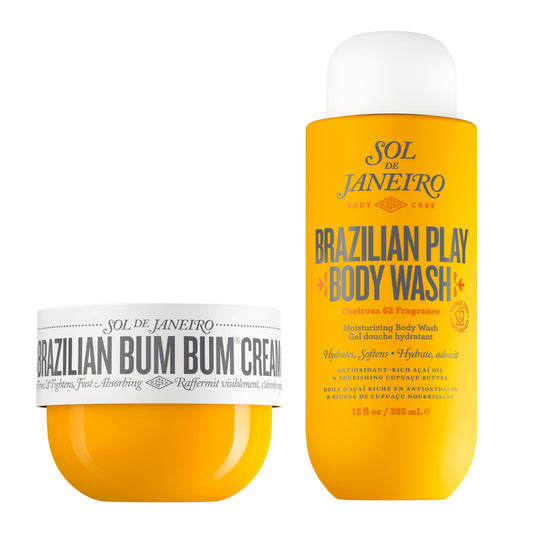 SOL DE JANEIRO Lot de 240 ml de crème brésilienne Bum Bum et 4 Play de gel douche hydratant pour le corps 385 ml