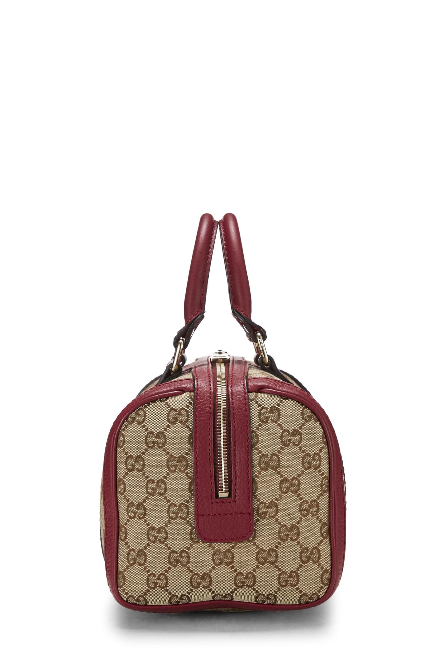 Gucci, Bolso Boston pequeño con tribanda de lona GG original rojo Pre-Loved, Rojo