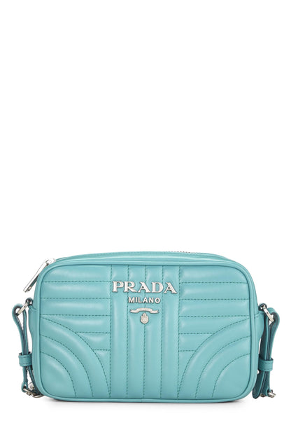 Prada, Bolso pequeño para cámara Diagramme de piel de becerro turquesa Pre-Loved, Azul