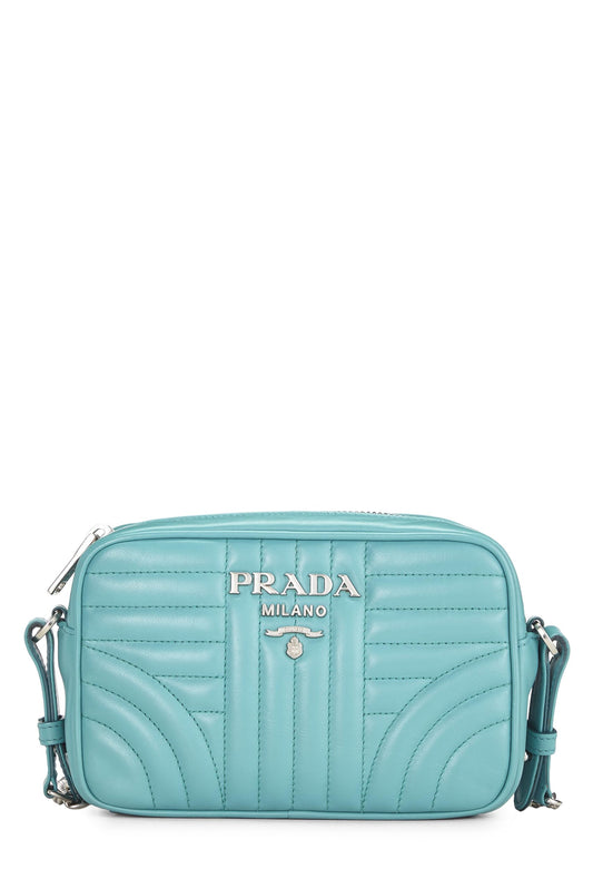 Prada, sac à main Diagramme en cuir de veau turquoise d'occasion, petit, bleu